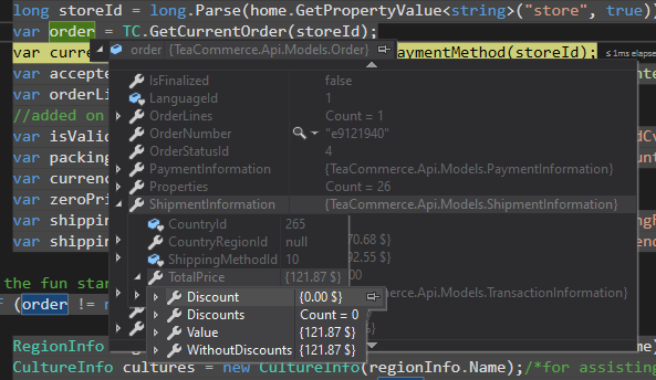 values on initial load