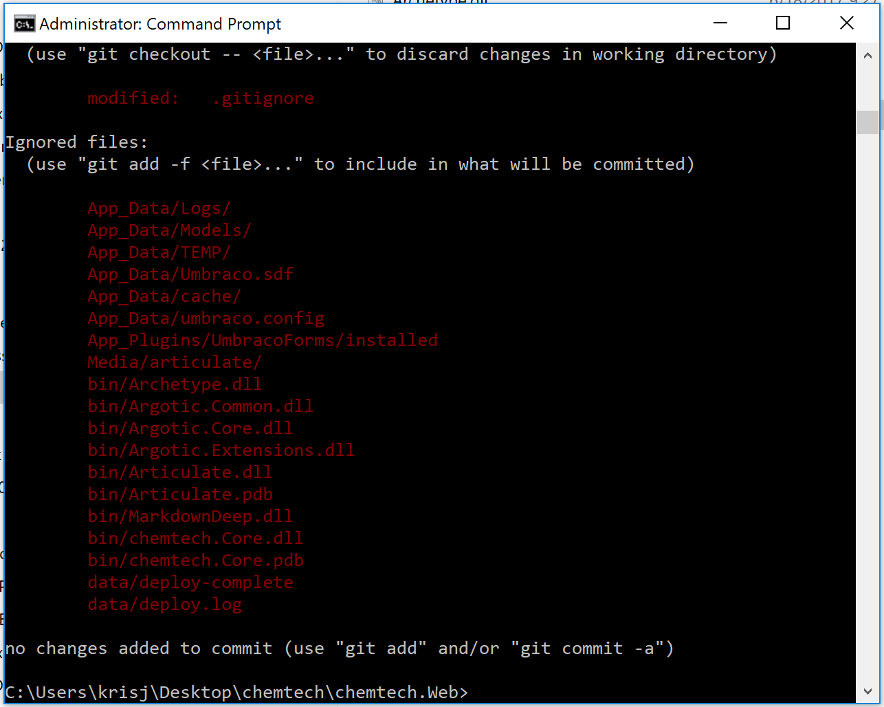 git status ignored query