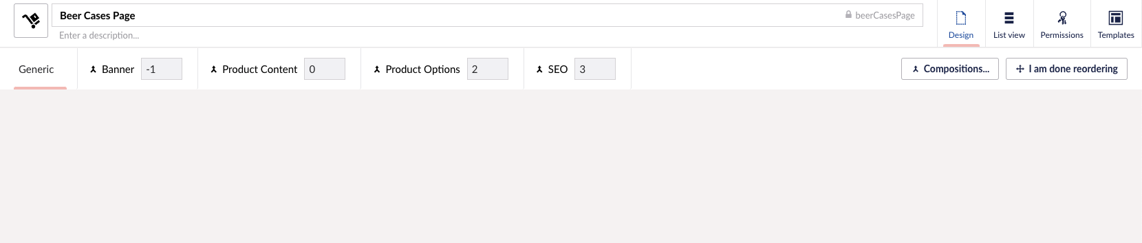 Content type 'reorder' with generic tab empty