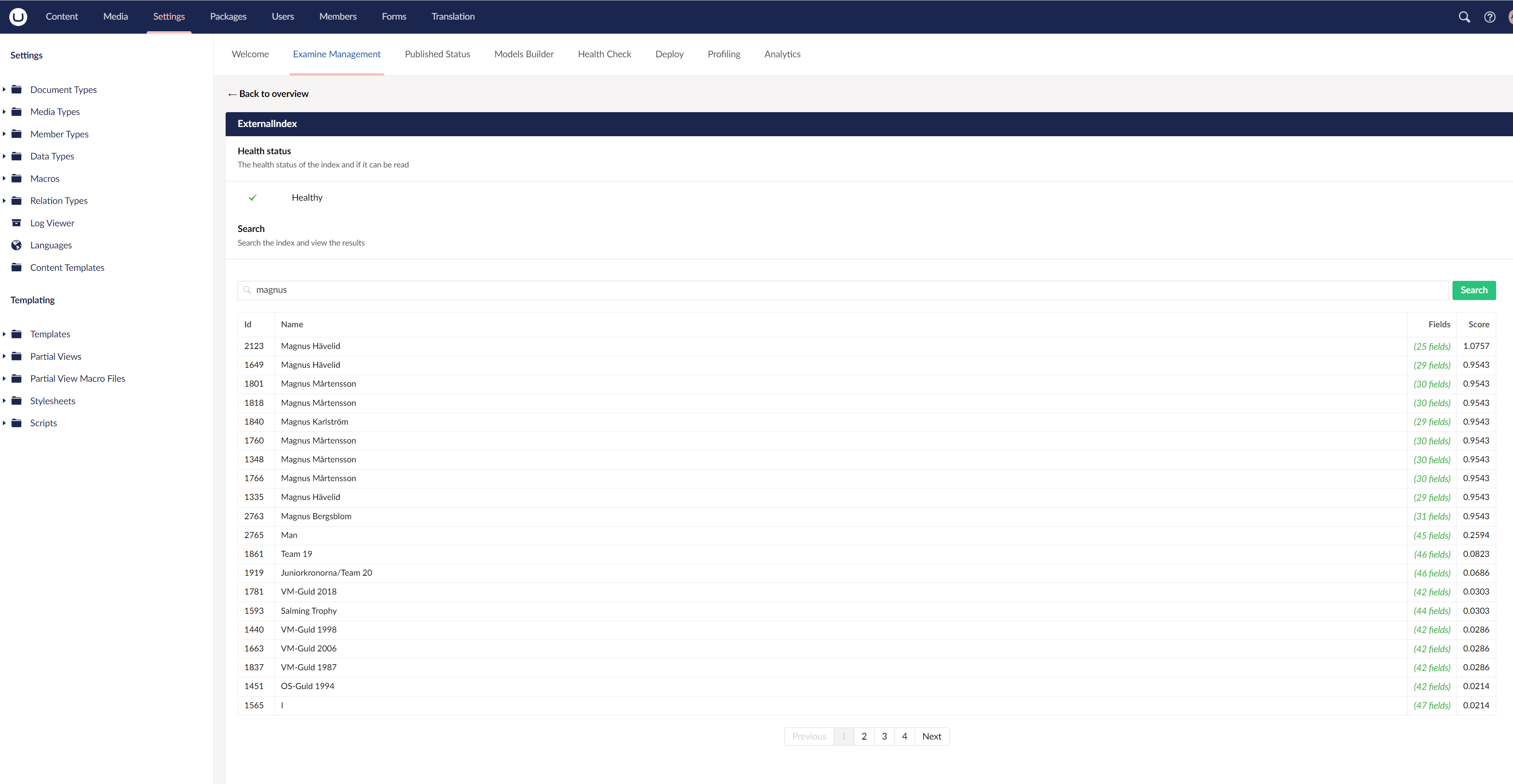 The list result here is what I want to get when searching