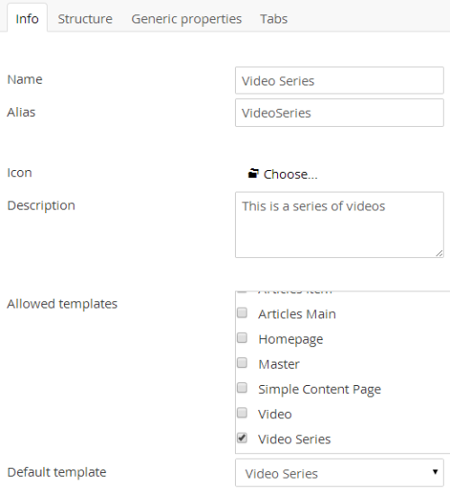 Video Series Document Type Info