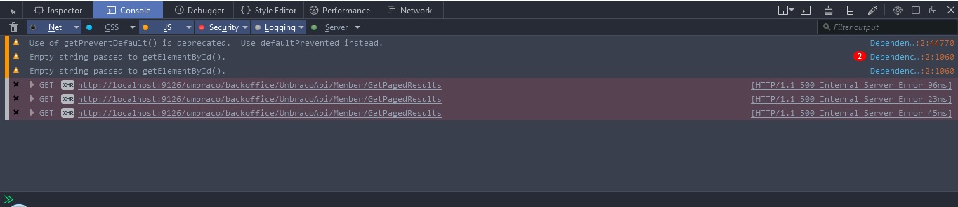 members section error on 4.5.3