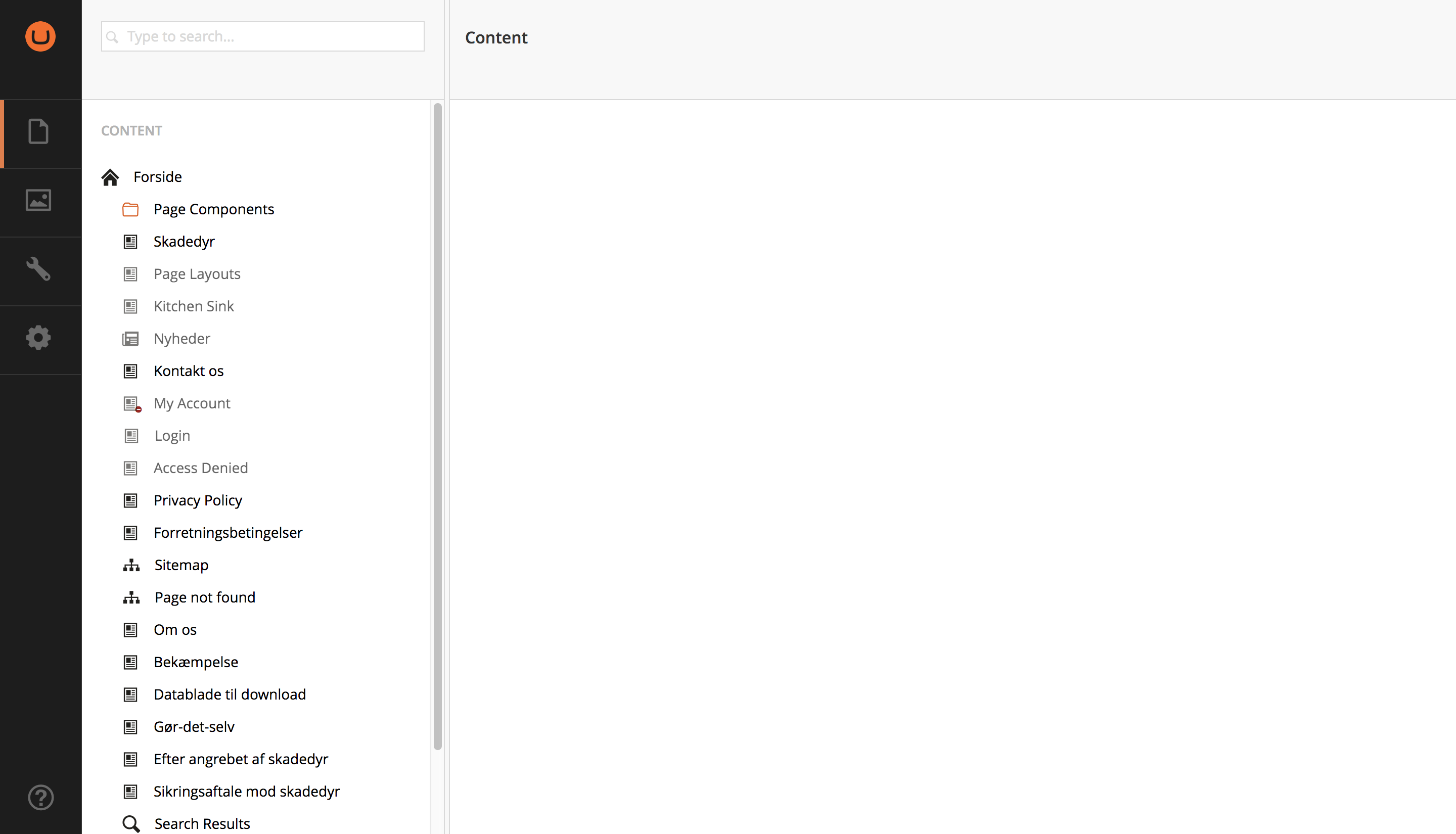 Screenshot of backoffice