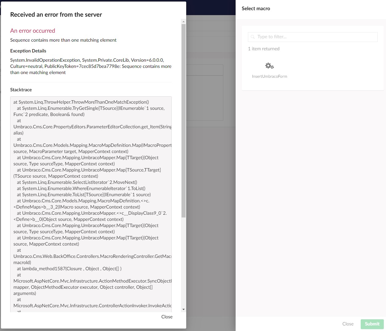Issue when inserting form