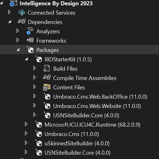 Website with package installed