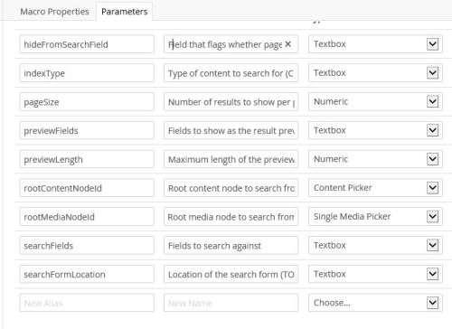 Settings for macro parameters