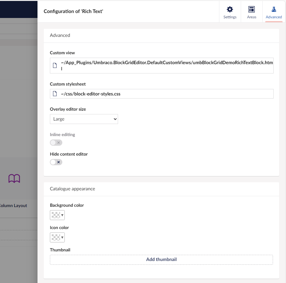 Umbraco Backoffice with rich text editor editing style