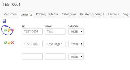 Set price for variant button