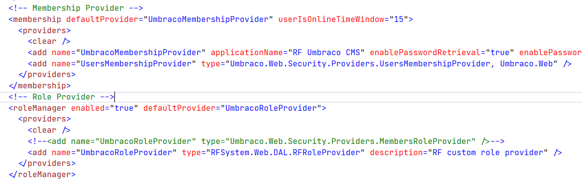 web.config change: