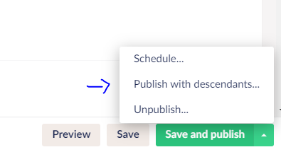 Select Publish with descendants