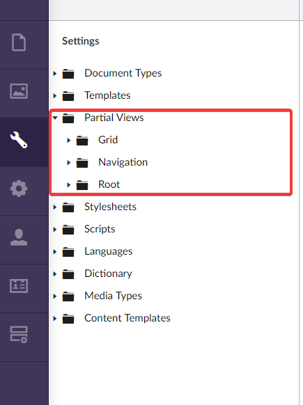 From the Partial Views folder