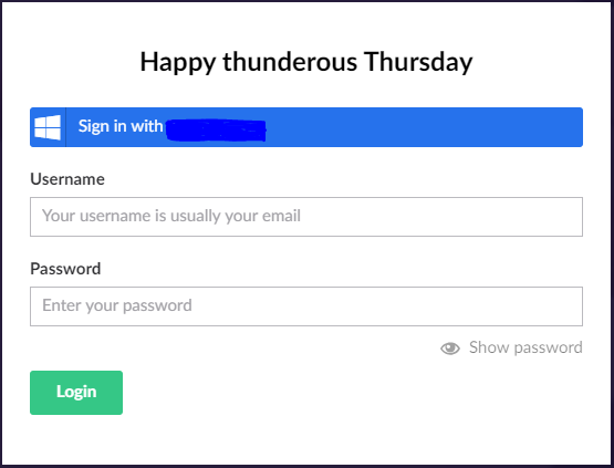 current log in screen
