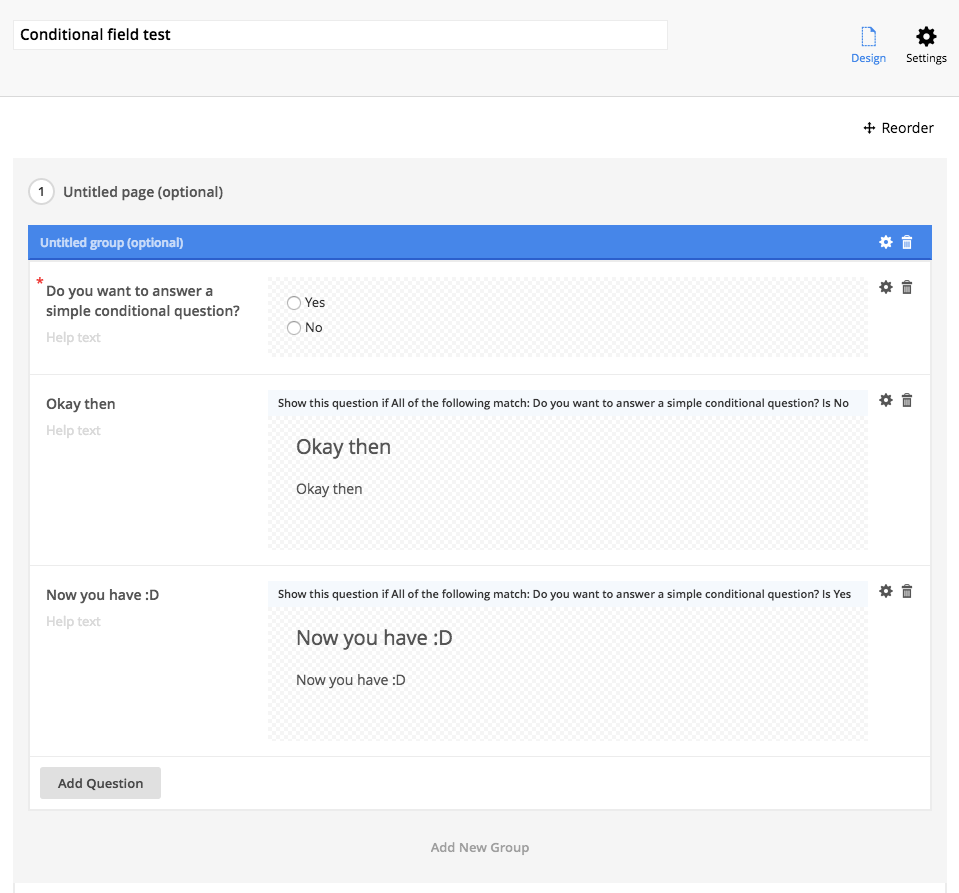 Test form in form builder