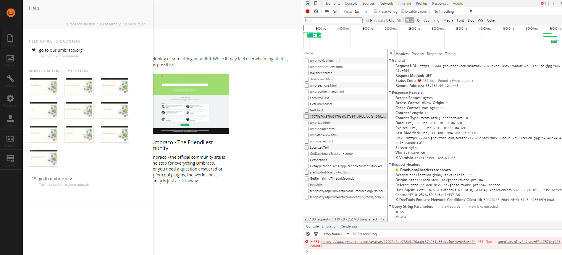 Chrome console error