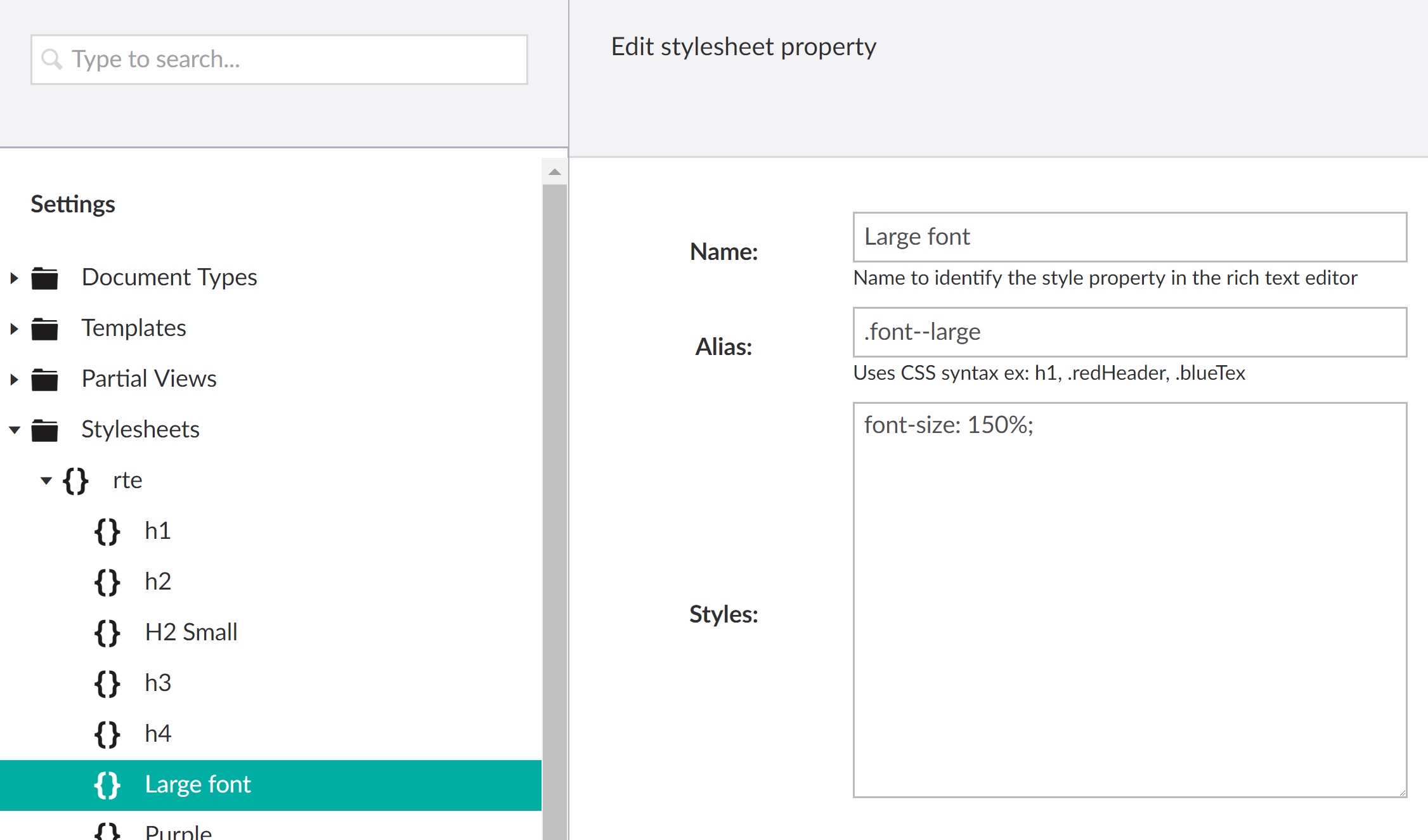 Umbraco stylesheets