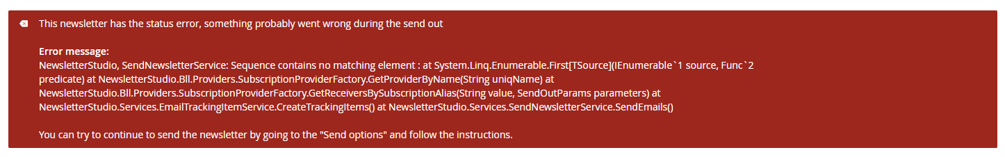 Newsletter Studio Error