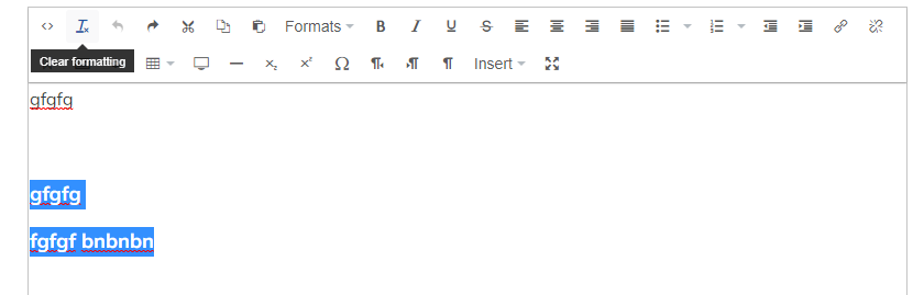Cannot clear headings format in Rich text editor