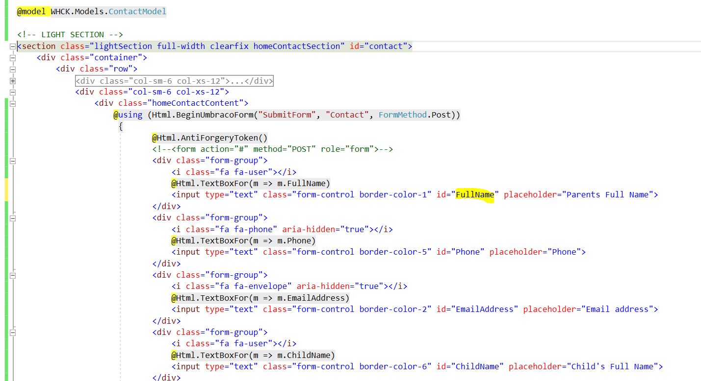 Read HTML input values into model 
