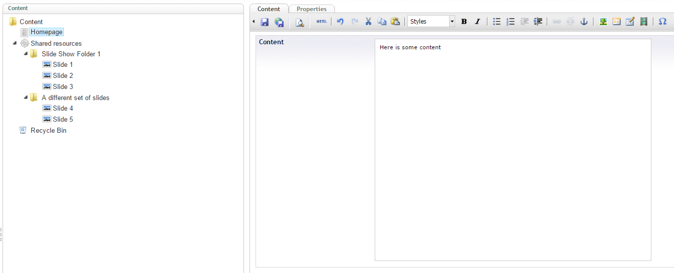 Starting point, homepage etc, somewhere else where the Slide Show Folder lives, which contain SlideShowItem slides