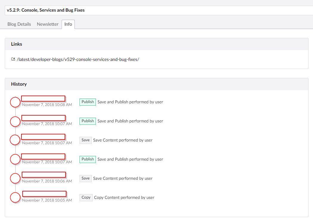 File history under info