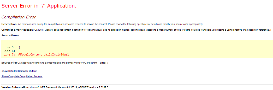 error message