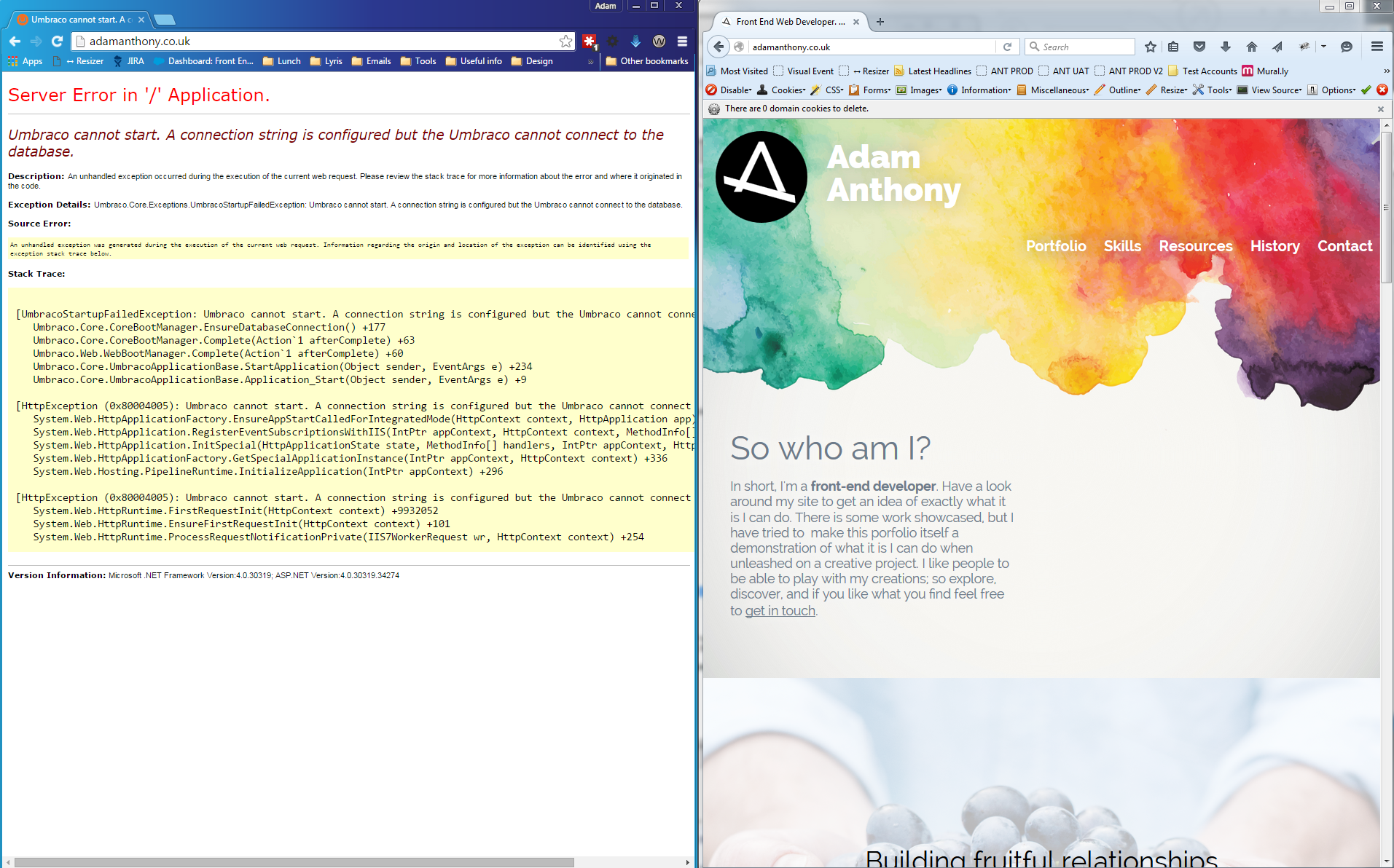 These were refreshed at the same time, both with empty cookies and cache
