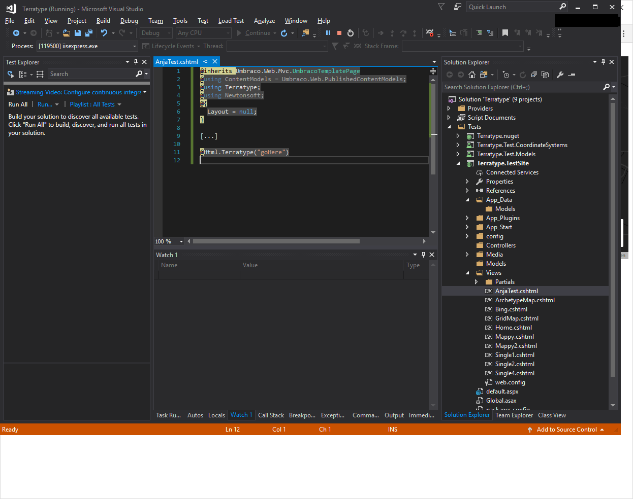 Template code I'm using