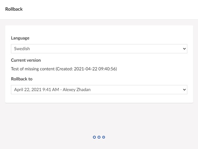 Screenshot of Umbraco back-office with endless waiting