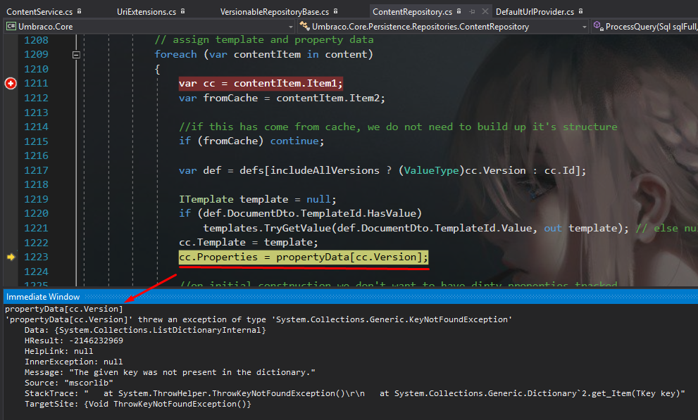 KeyNotFound Exception