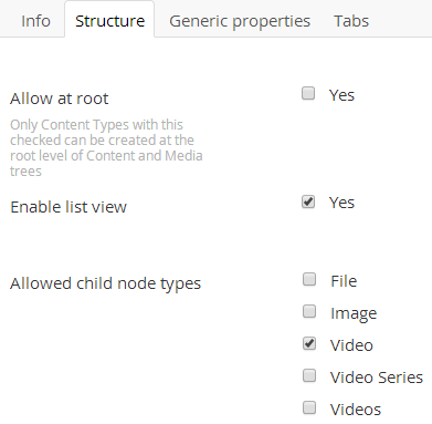 Video Series Media Type Structure