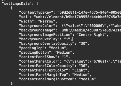 JSON Settings in Database