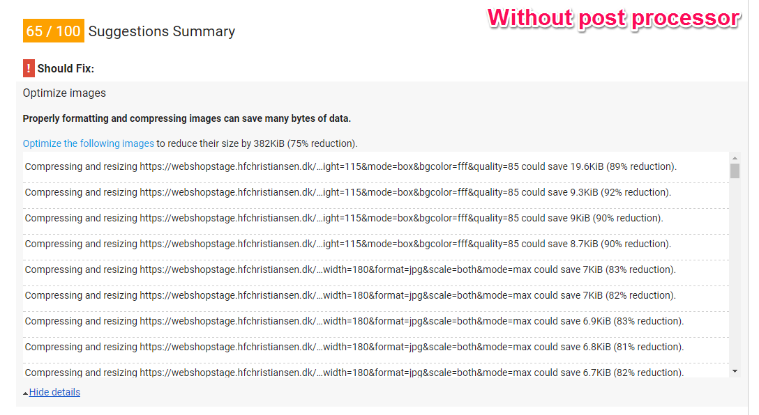 Without post processor