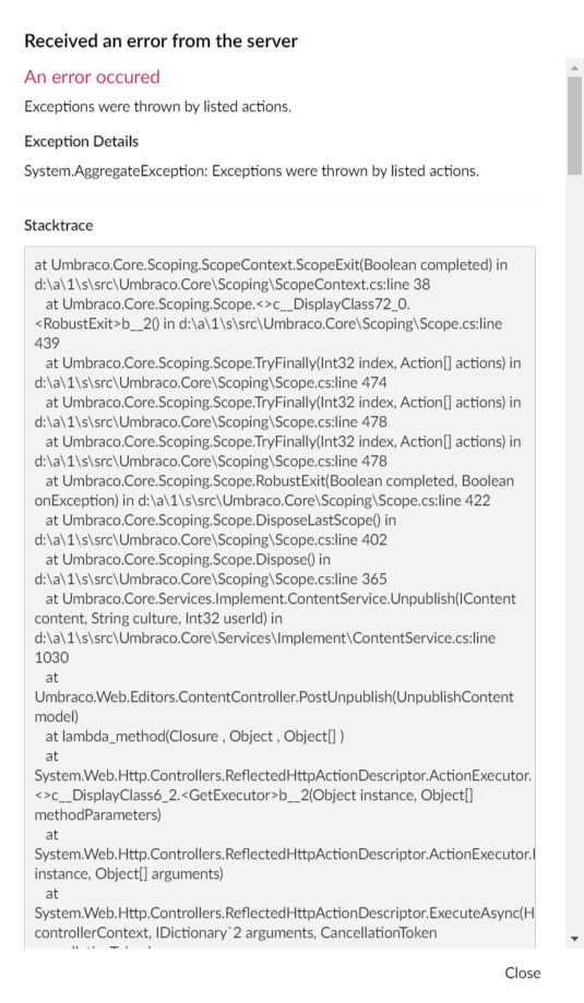 unpublished exception