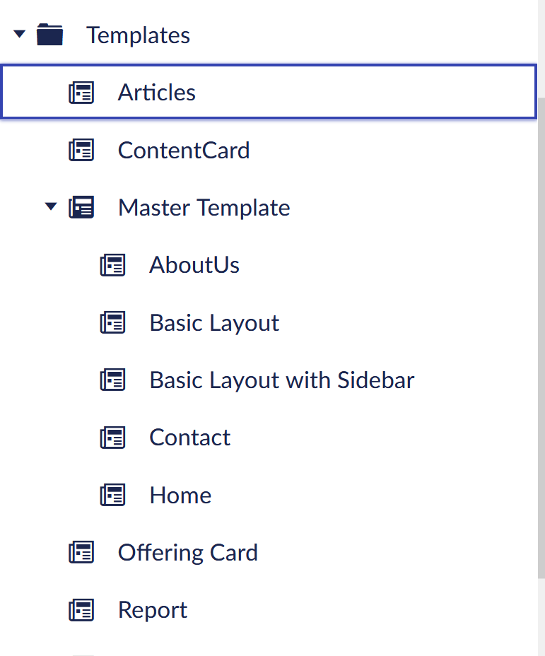 Dev templates section