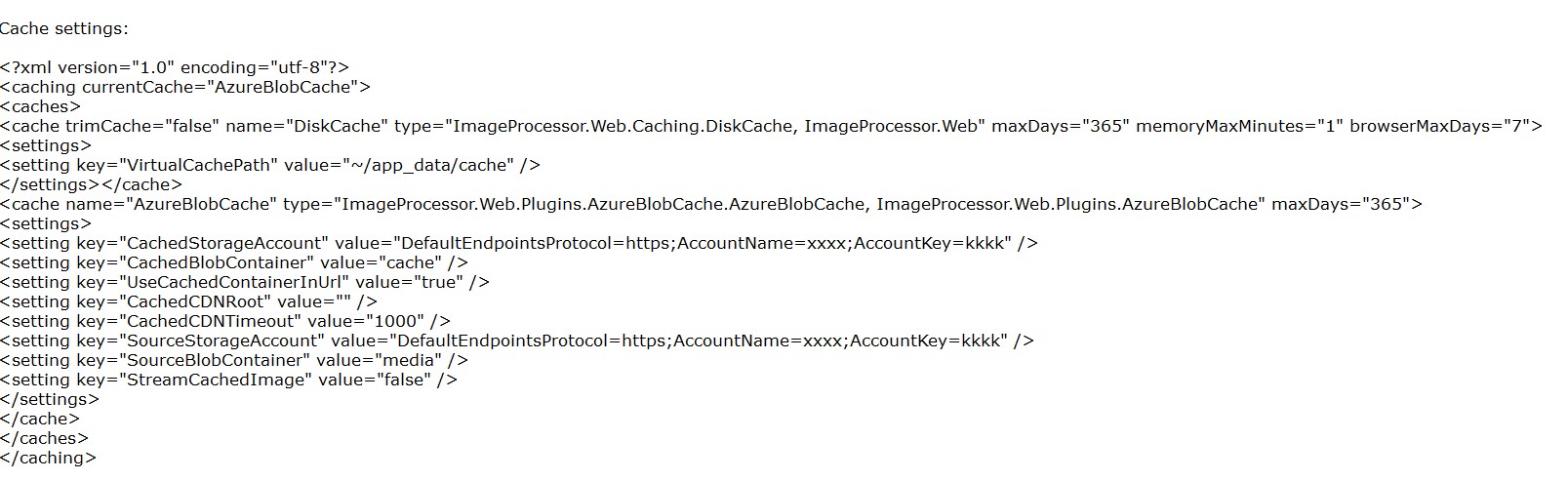 Cache Settings