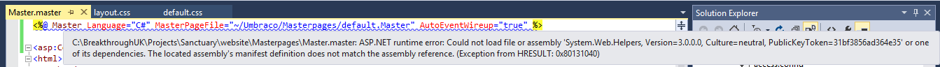 Error message I've encountered.