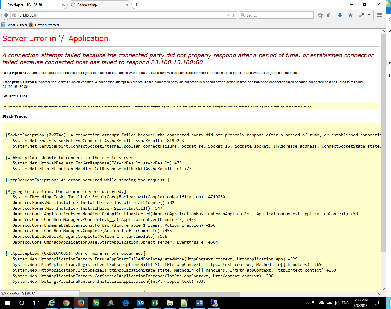 Error while installing Umbraco forms 6.X