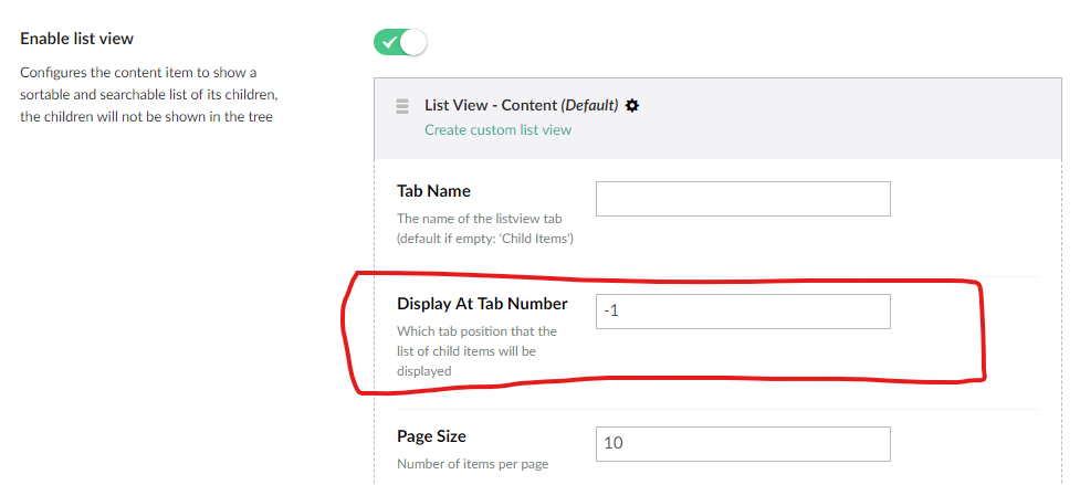 screenshot of list view