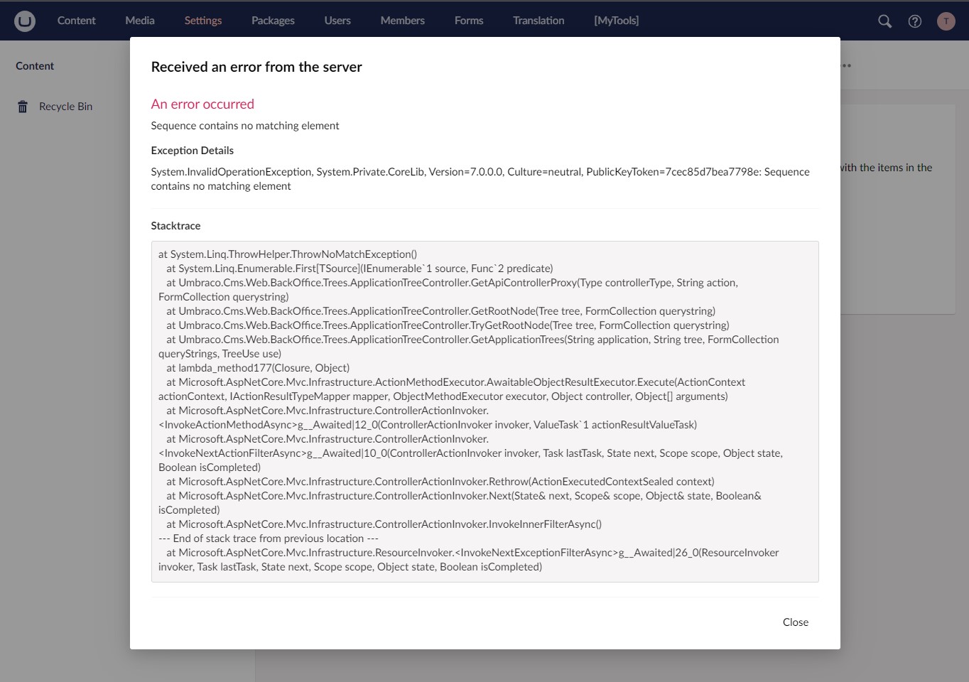 Error page