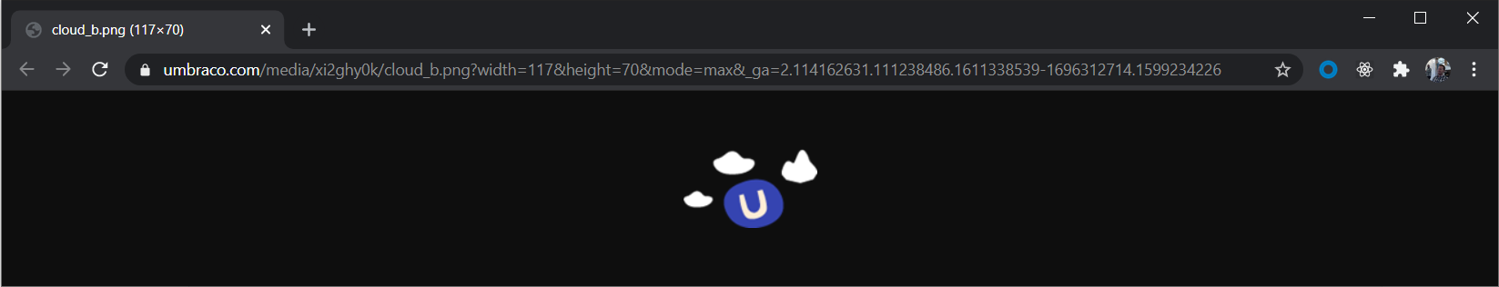 Umbraco Cloud logo shown in Chrome browser
