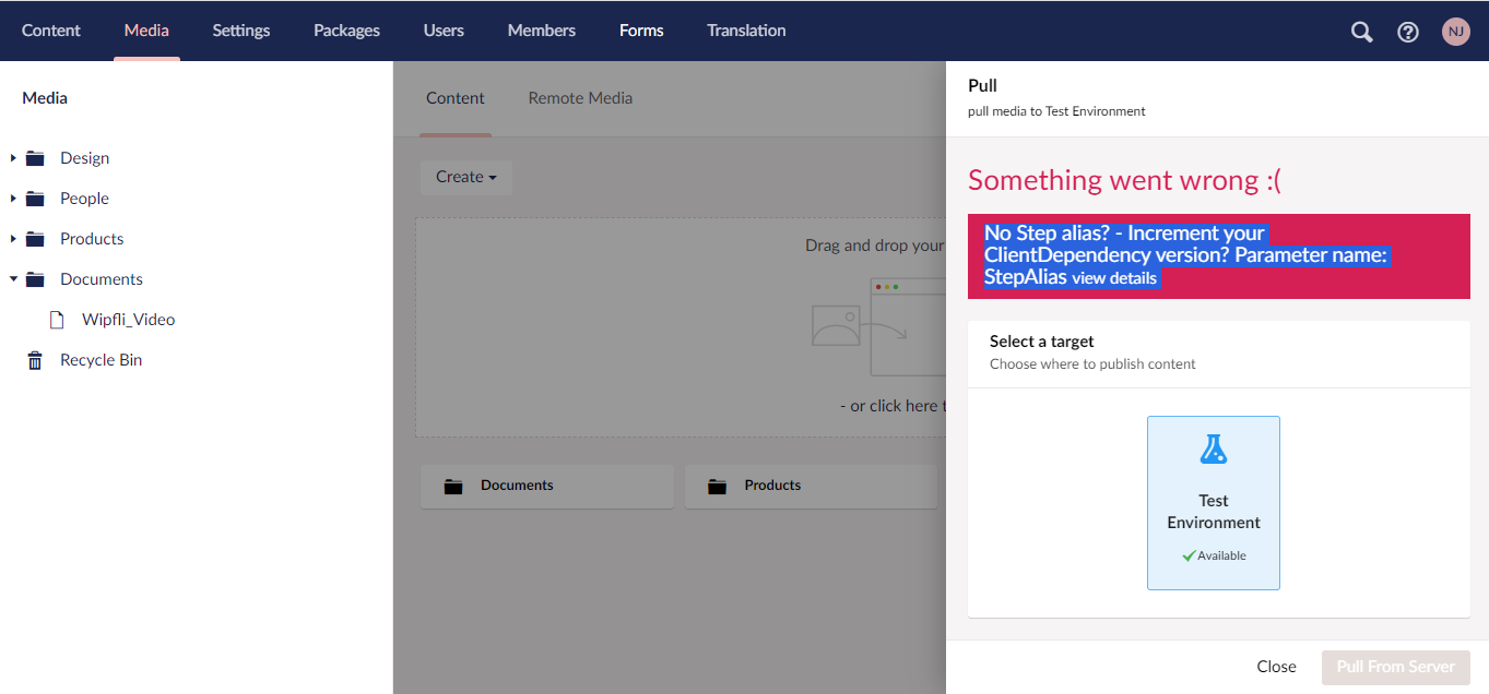 No Step alias? - Increment your ClientDependency version? Parameter name: StepAlias
