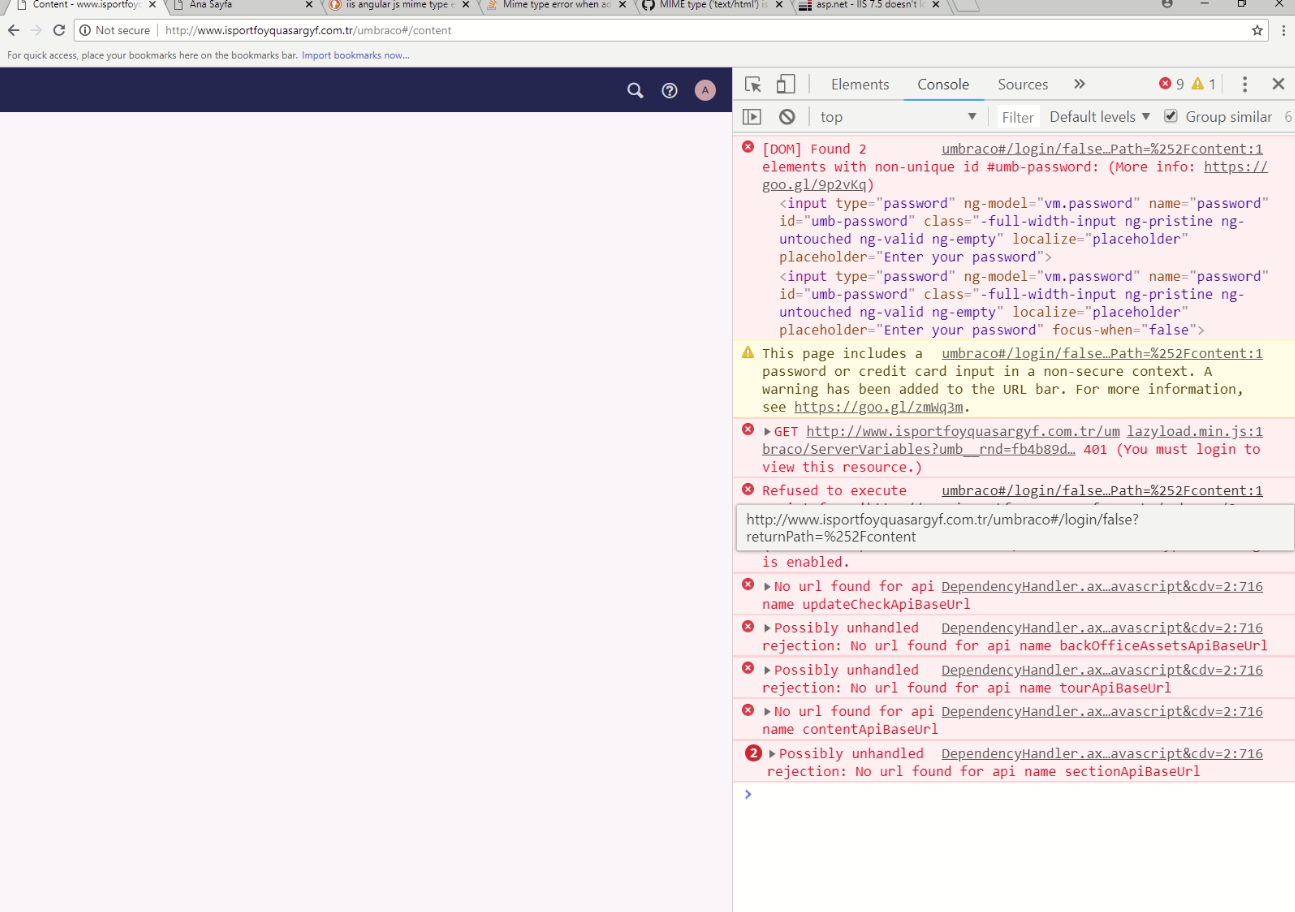 dashboard screen error