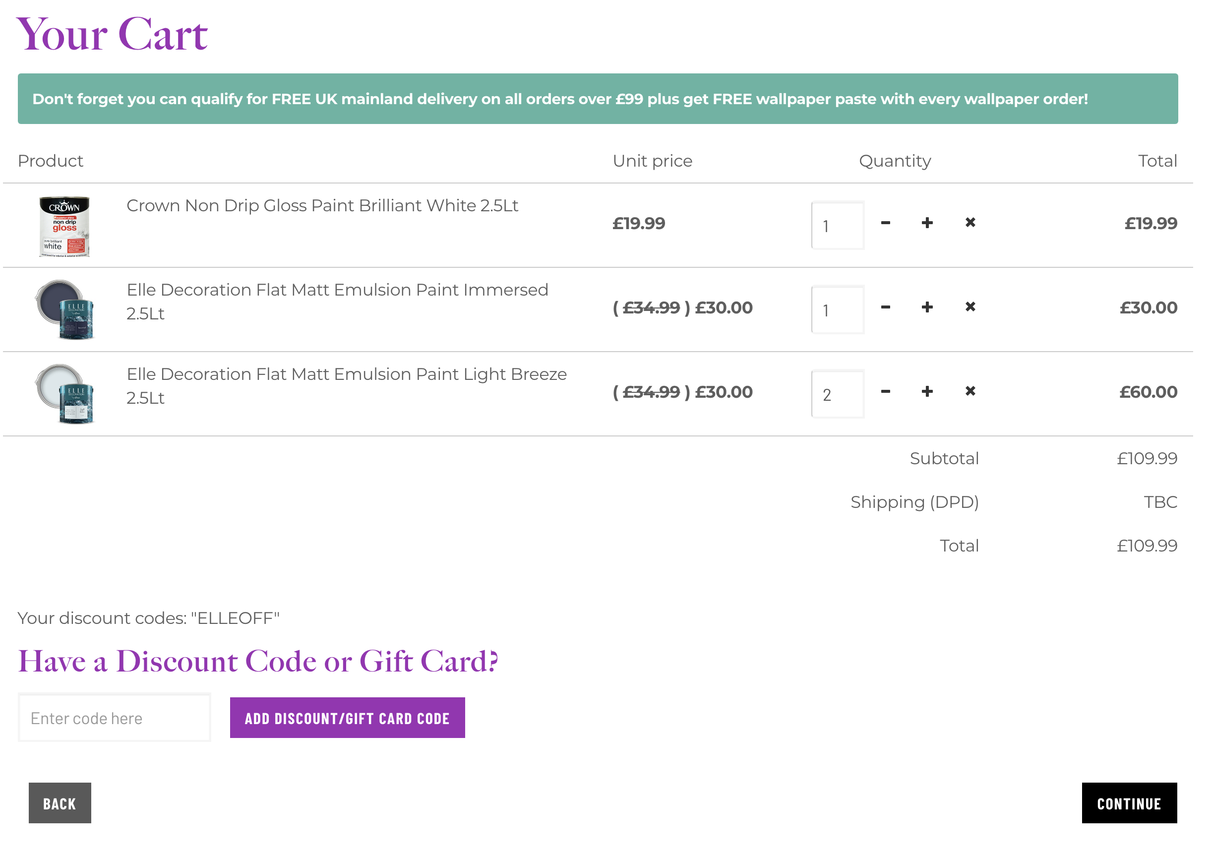 TC Orderline Working on Cart Page