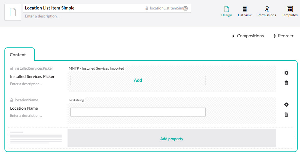Locations doctype with MNTP for installed services