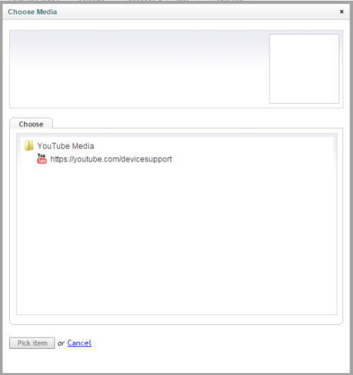 UMP YouTube picker dialog