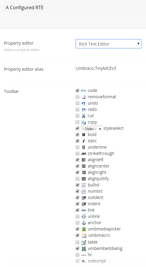 RTE Configuration