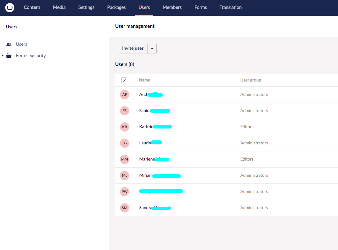 Umbraco Users Tab