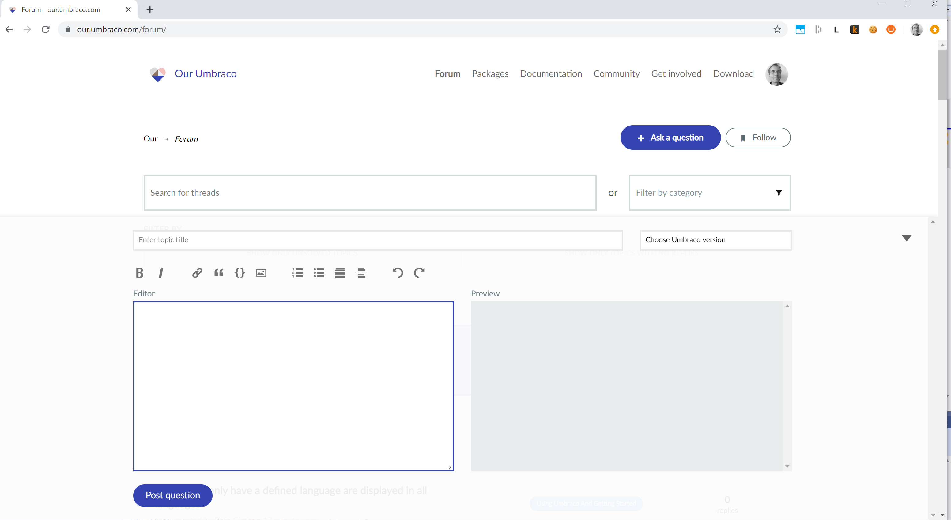 No way to select category when posting a new forum question