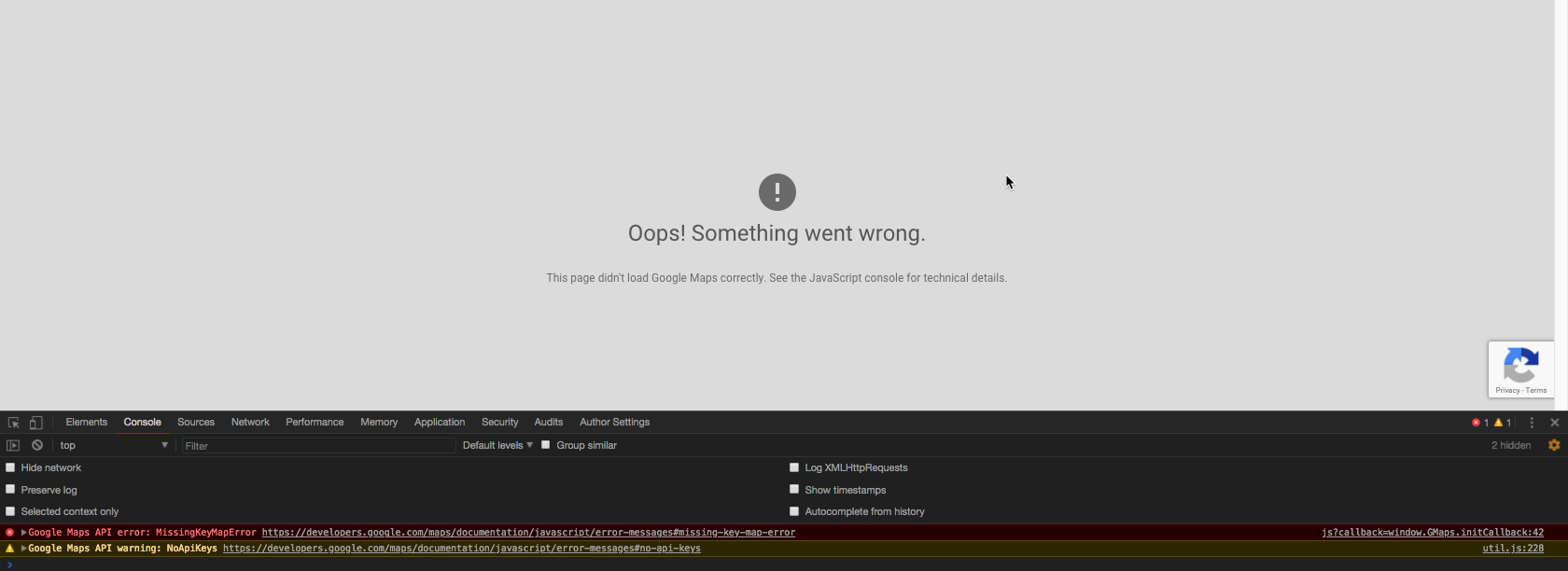 errors in console