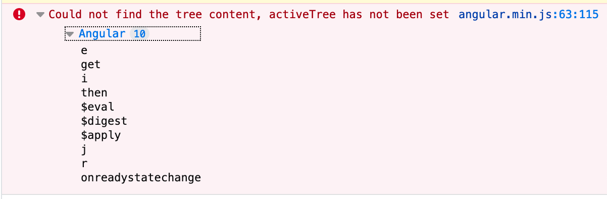 Console error message